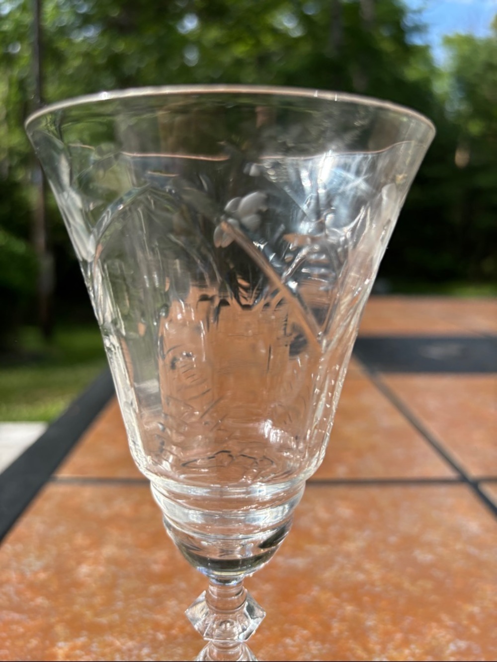 Rock Sharpe "Marshfield" Etched Crystal Water Glass/Water Goblet- Set of 3 - Picture 7 of 8